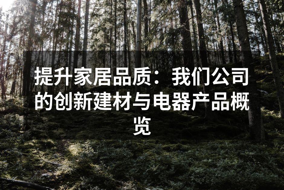 提升家居品质：我们公司的创新建材与电器产品概览
